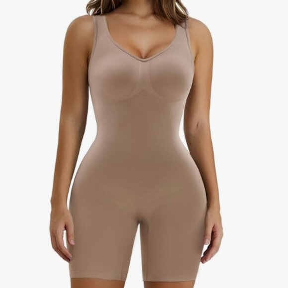 ShaperX Women's Shaping Mid-Thigh Bodysuit in Sienna - Picture 1 of 3